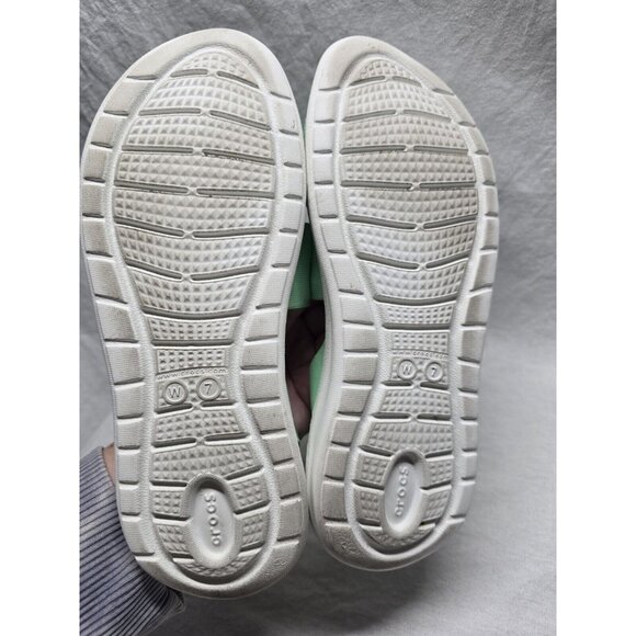 Crocs Women's Literide Sandal Size 7 Green Elastic Straps Slingback Slip On Shoe - Picture 5 of 7